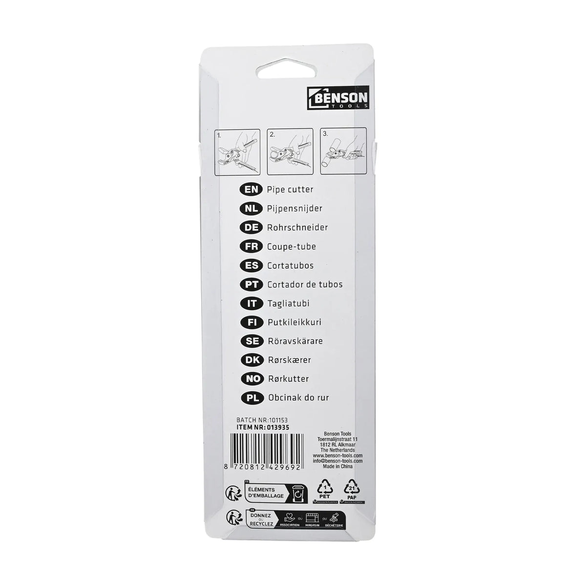 Benson Tools Pijpensnijder 0-33 mm actie