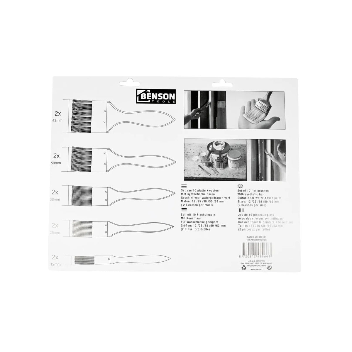 Benson Tools Kwastenset synthetisch 10 dlg plat