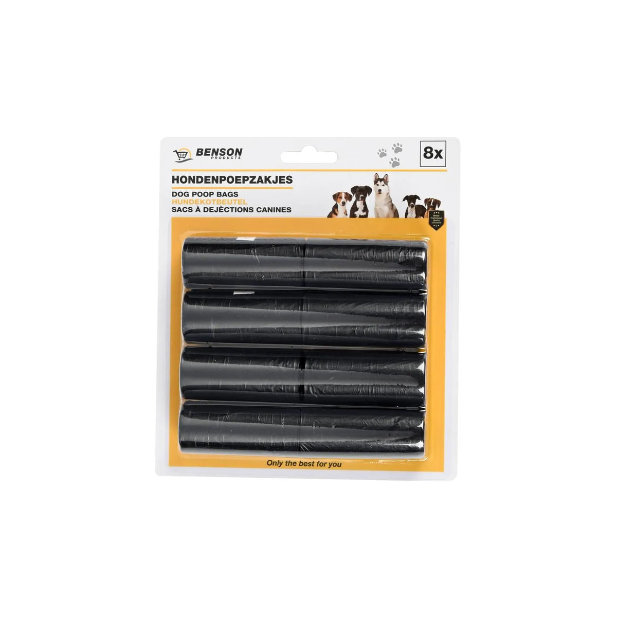 Benson Products Hondenpoepzakjes 8 x 15 dlg zwart