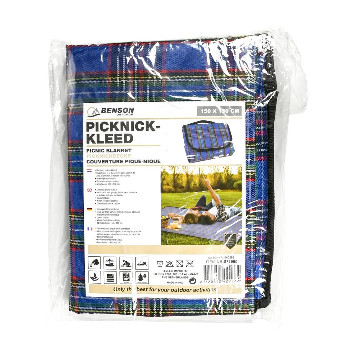 Benson Outdoor Picknickkleed 150 x 130 cm compact blauw