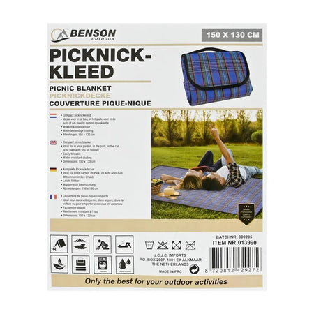 Benson Outdoor Picknickkleed 150 x 130 cm compact blauw