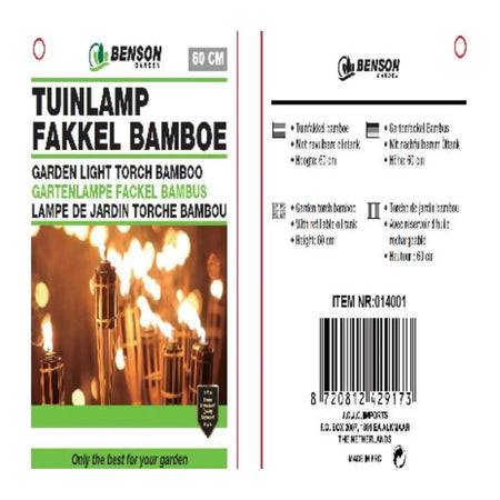 Benson Garden Tuinlamp fakkel bamboe 60 cm