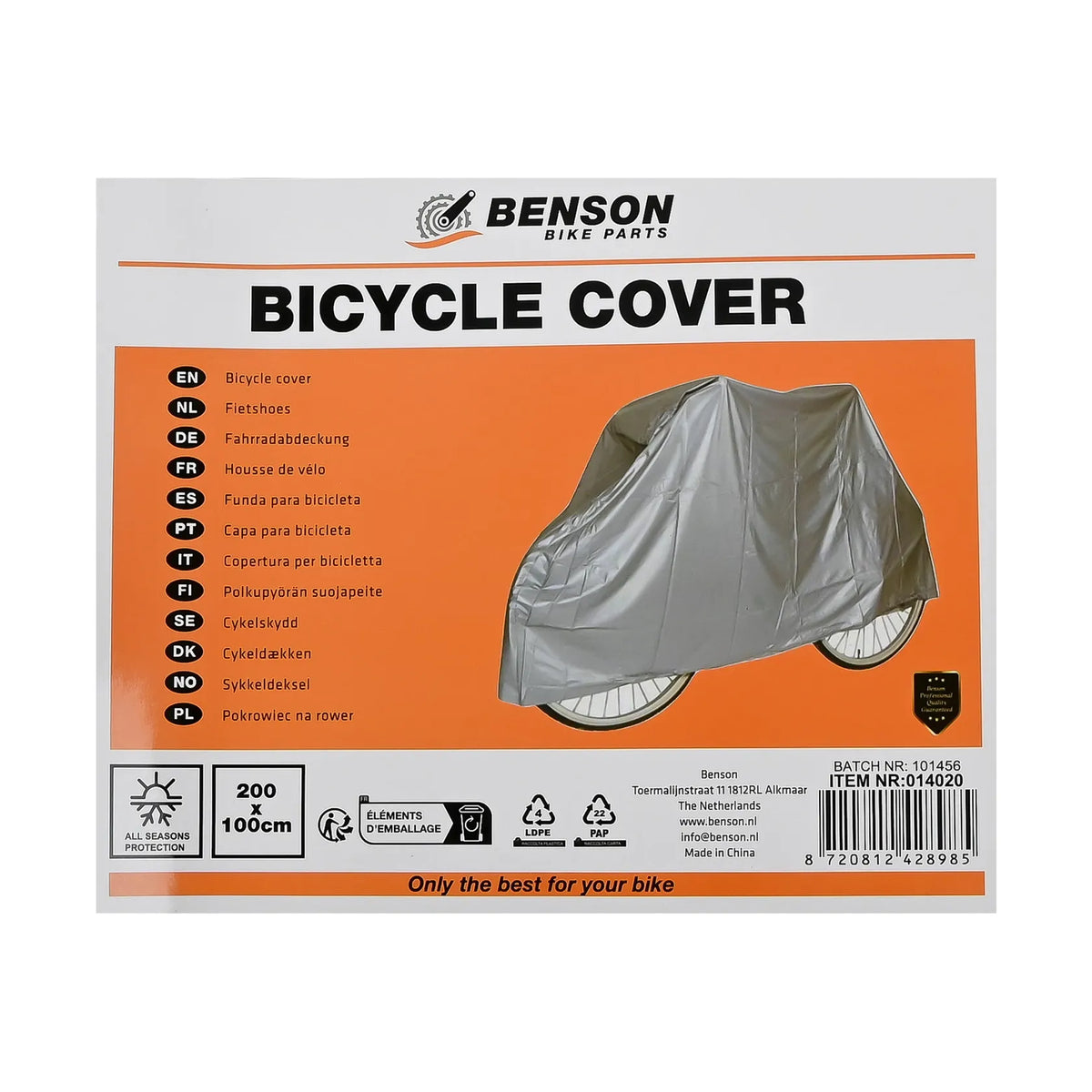 Benson Bike Parts Fietshoes 200 x 100 cm
