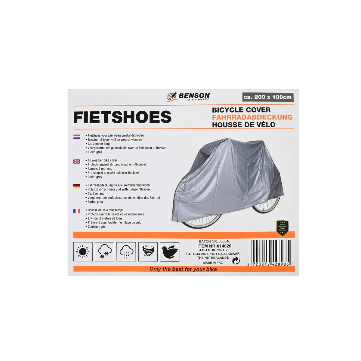Benson Bike Parts Fietshoes 200 x 100 cm