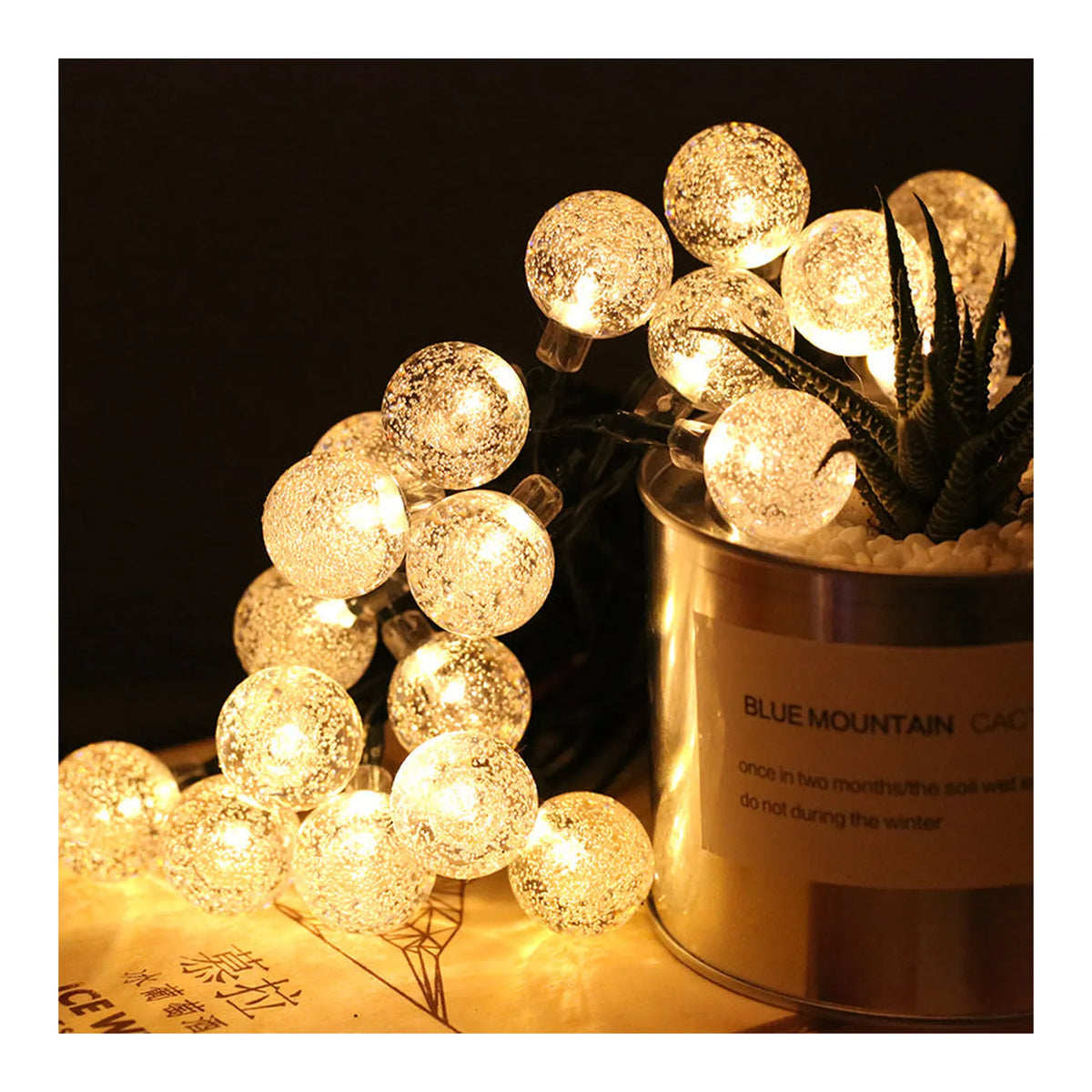 Benson Garden Deco lichtsnoer bolletjes solar wit 20 LED 5 mtr