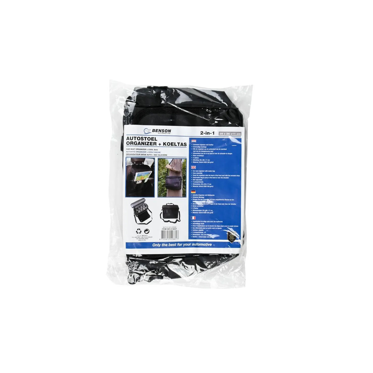 Benson Automotive Autostoel organizer + koeltas 29 x 26 x 11 cm
