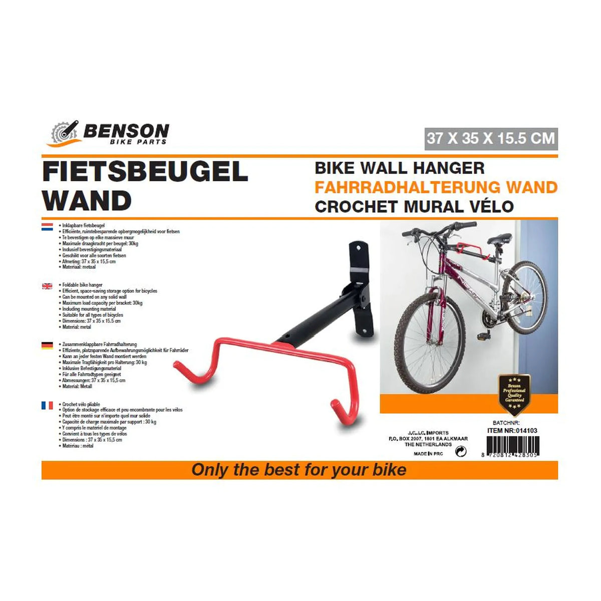 Benson Bike Parts Fietsbeugel wand inklapbaar