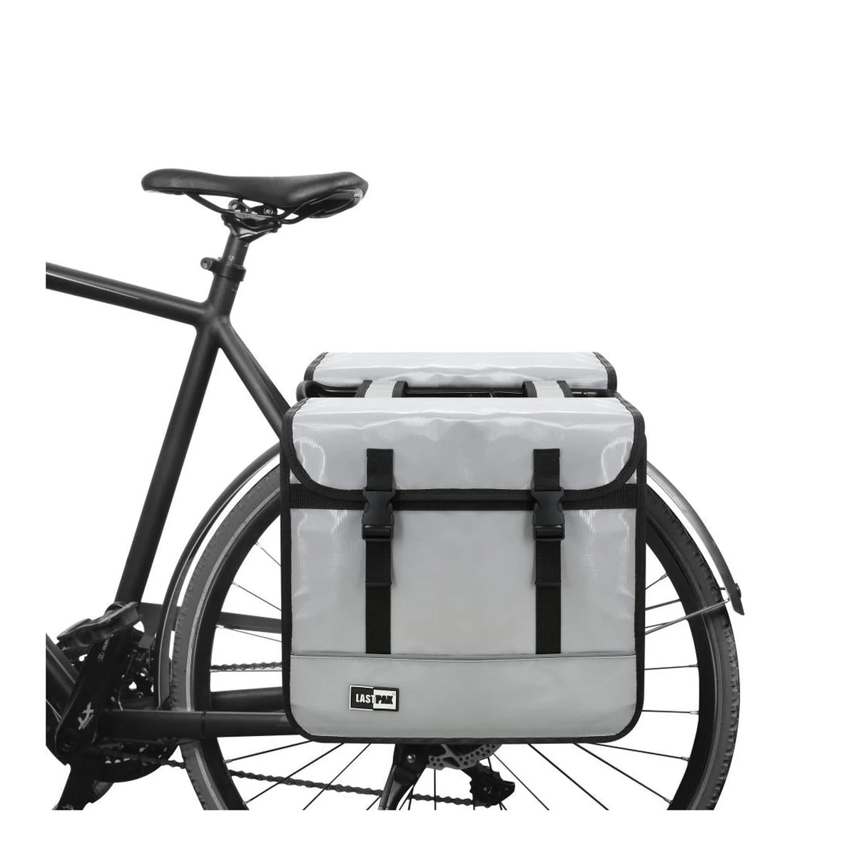Lastpak Fietstas dubbel 35 ltr bisonyl nardo grijs
