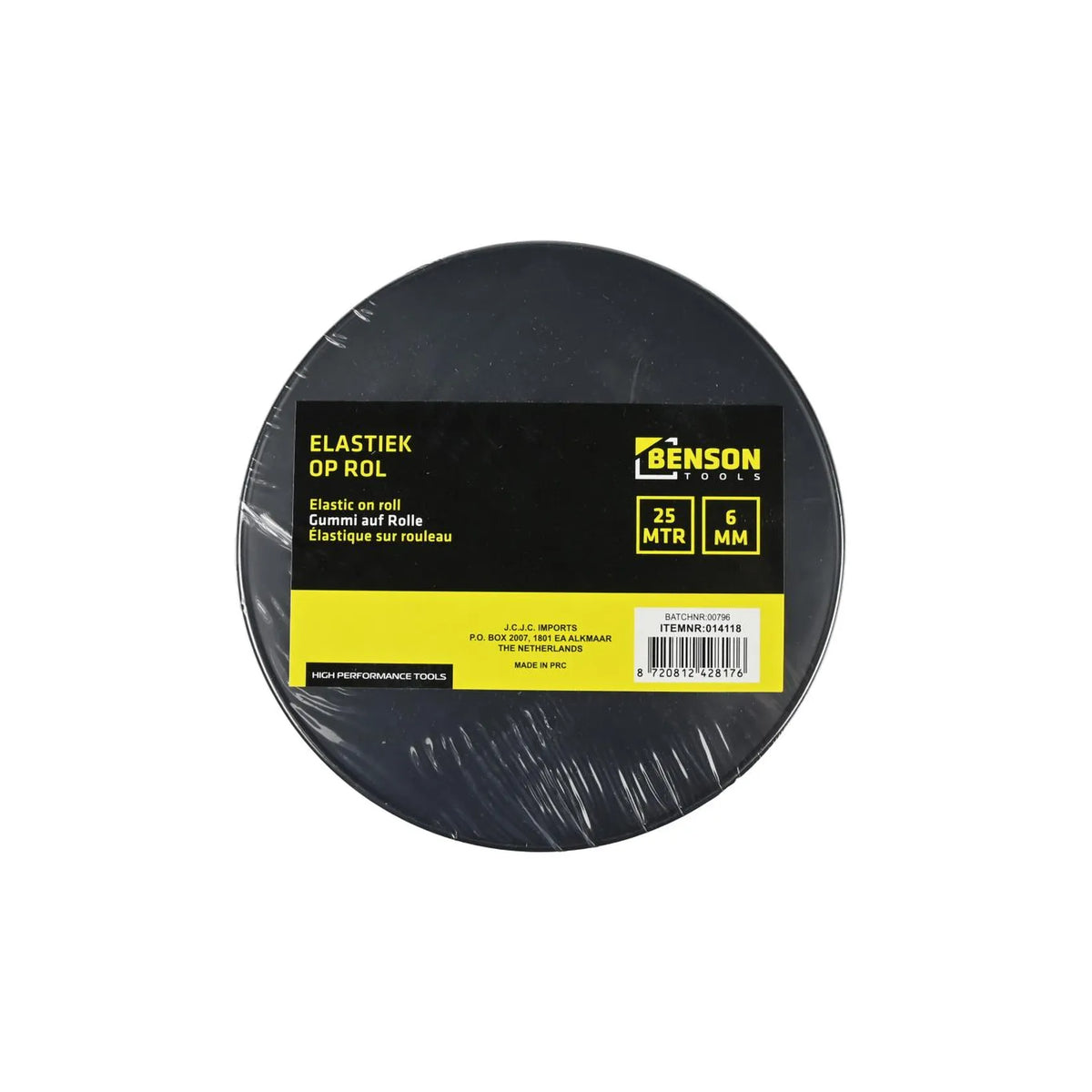 Benson Tools Elastiek op rol 6 mm 25 mtr zwart