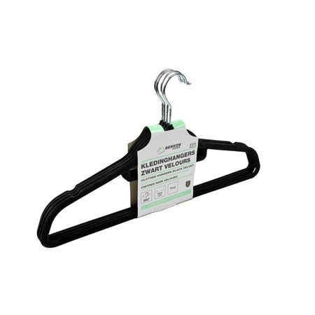 Benson Kledinghangers 4 dlg zwart velours