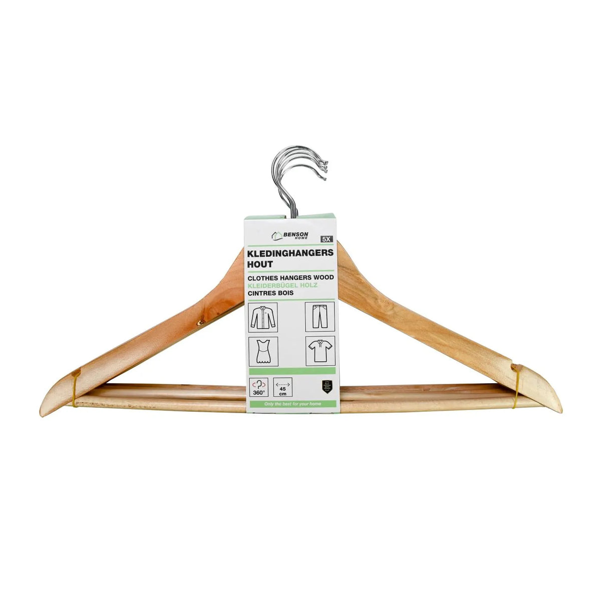 Benson Kledinghangers 5 dlg hout