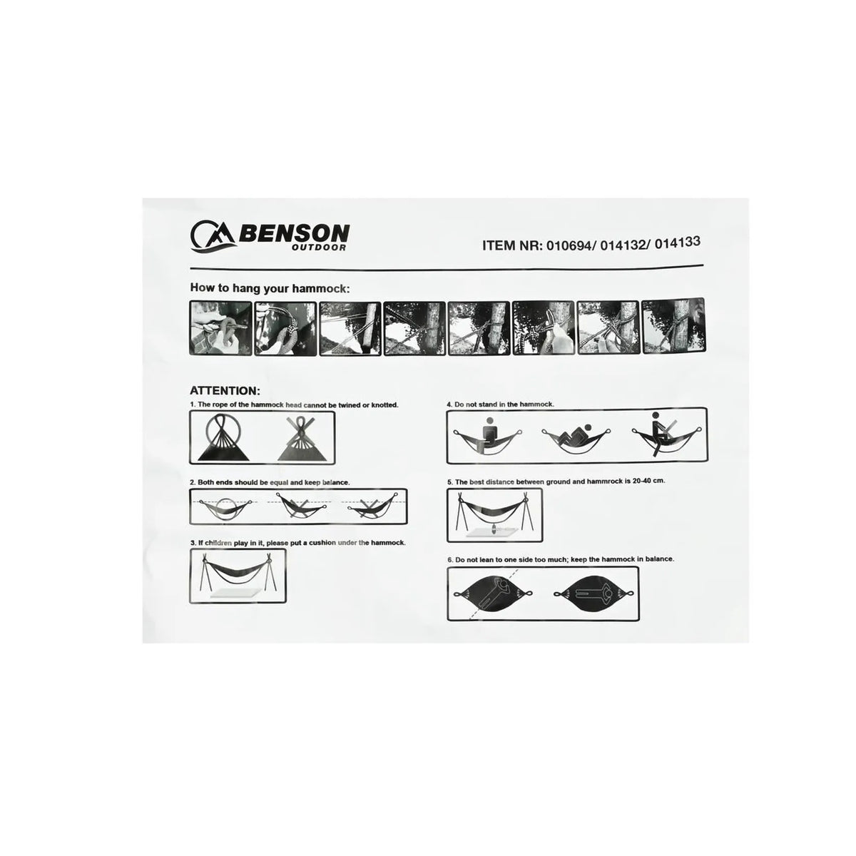 Benson Outdoor Hangmat compleet 200 x 100 cm beige
