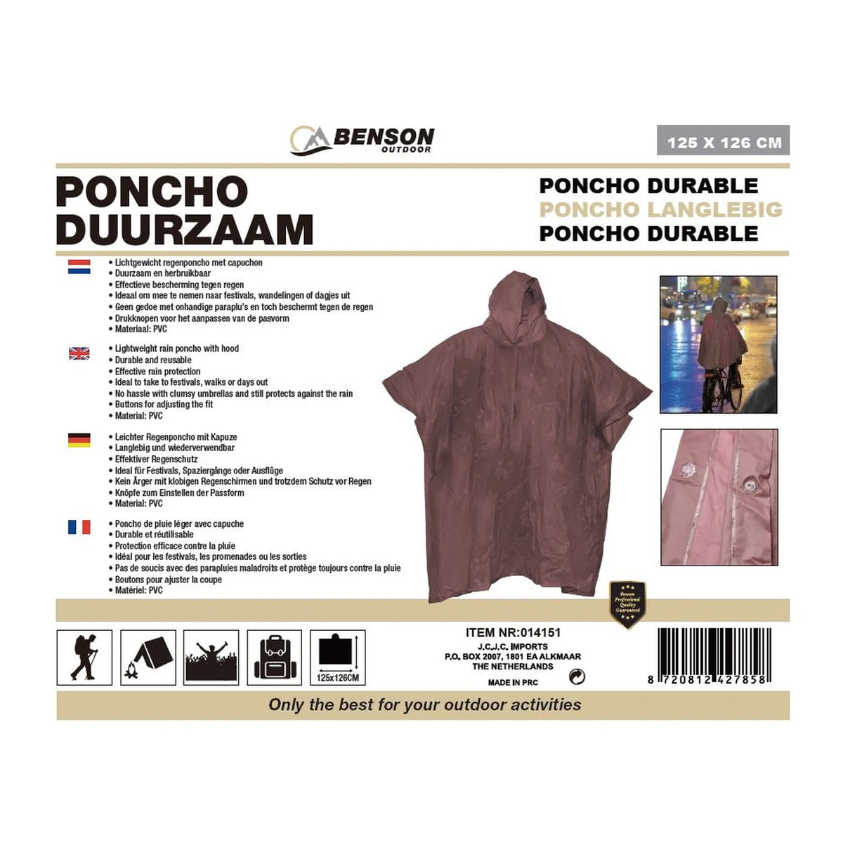 Benson Outdoor Poncho duurzaam bruin