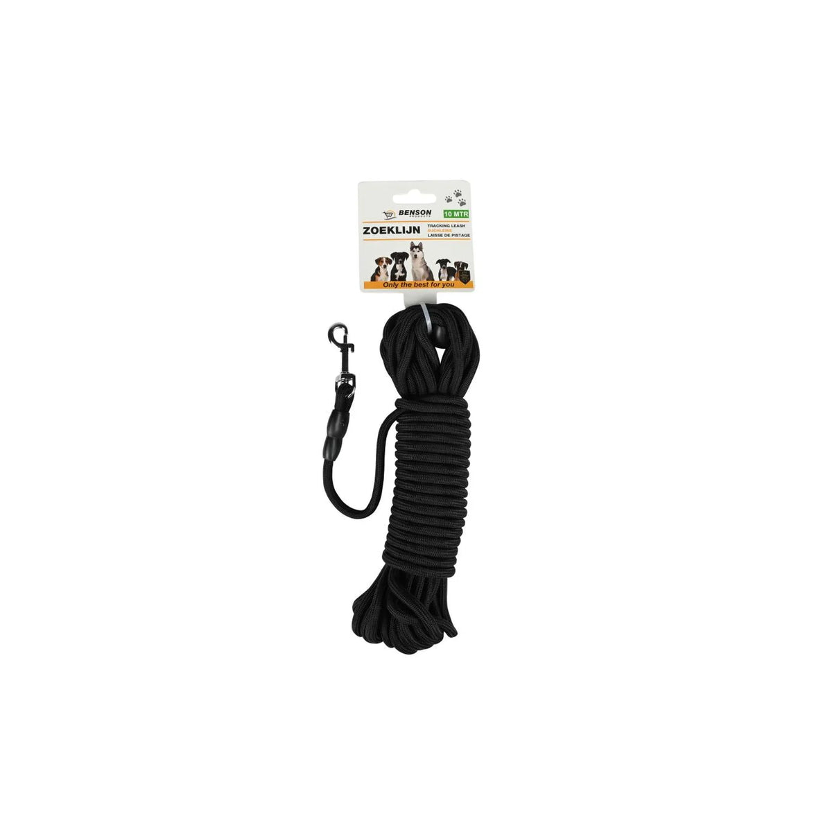 Benson Products Zoeklijn hond 10 mtr zwart