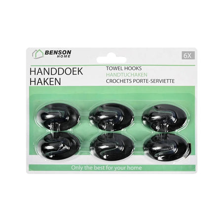Benson Handdoekhaken 6 dlg klein zwart