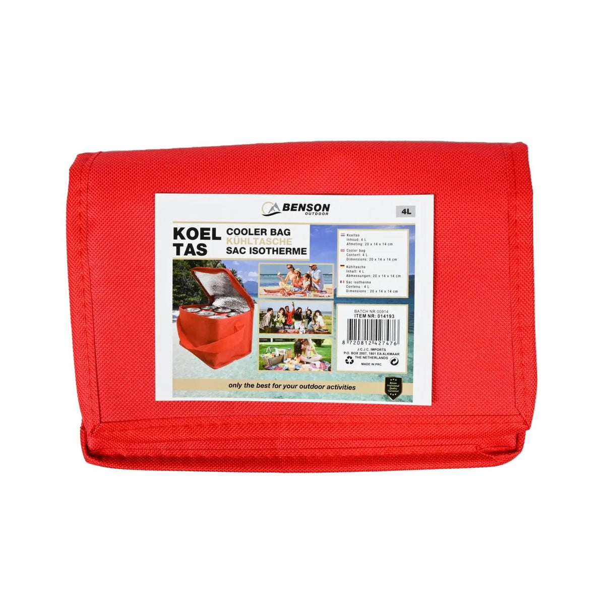 Benson Outdoor Koeltas 4 ltr rood