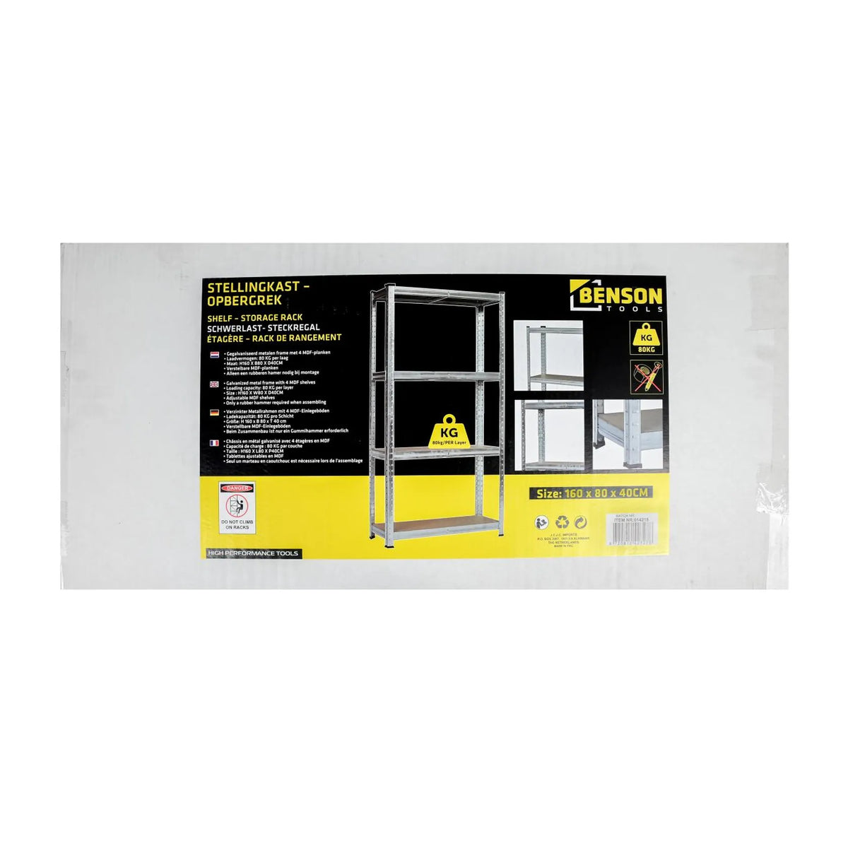 Benson Tools Stelling kast / opbergrek 160 x 80 x 40 cm 80 kg