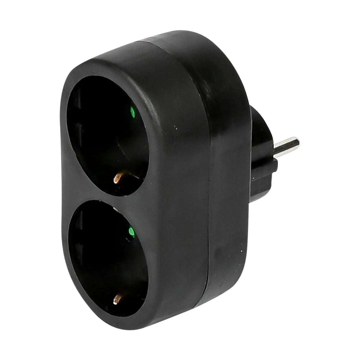 Benson Electric Stekker duo verloop + RA (verticaal) zwart