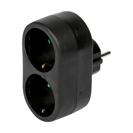 Benson Electric Stekker duo verloop + RA (verticaal) zwart