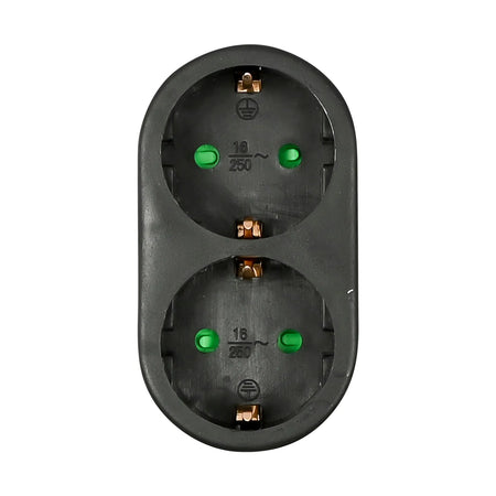 Benson Electric Stekker duo verloop + RA (verticaal) zwart