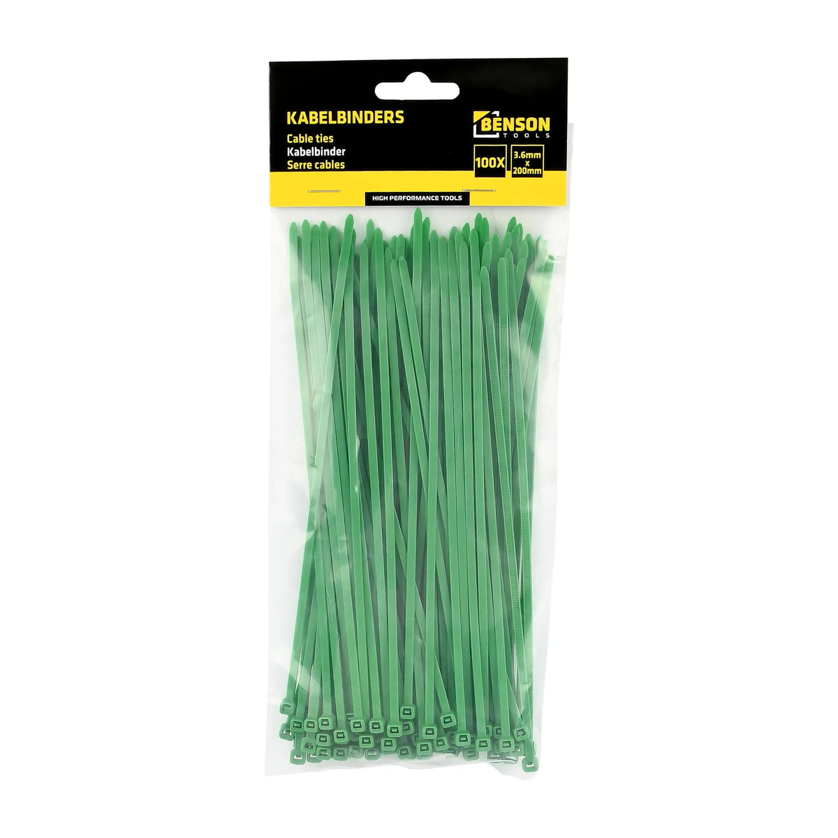 Benson Tools Kabelbinders 3.6 x 200 mm 100 dlg groen