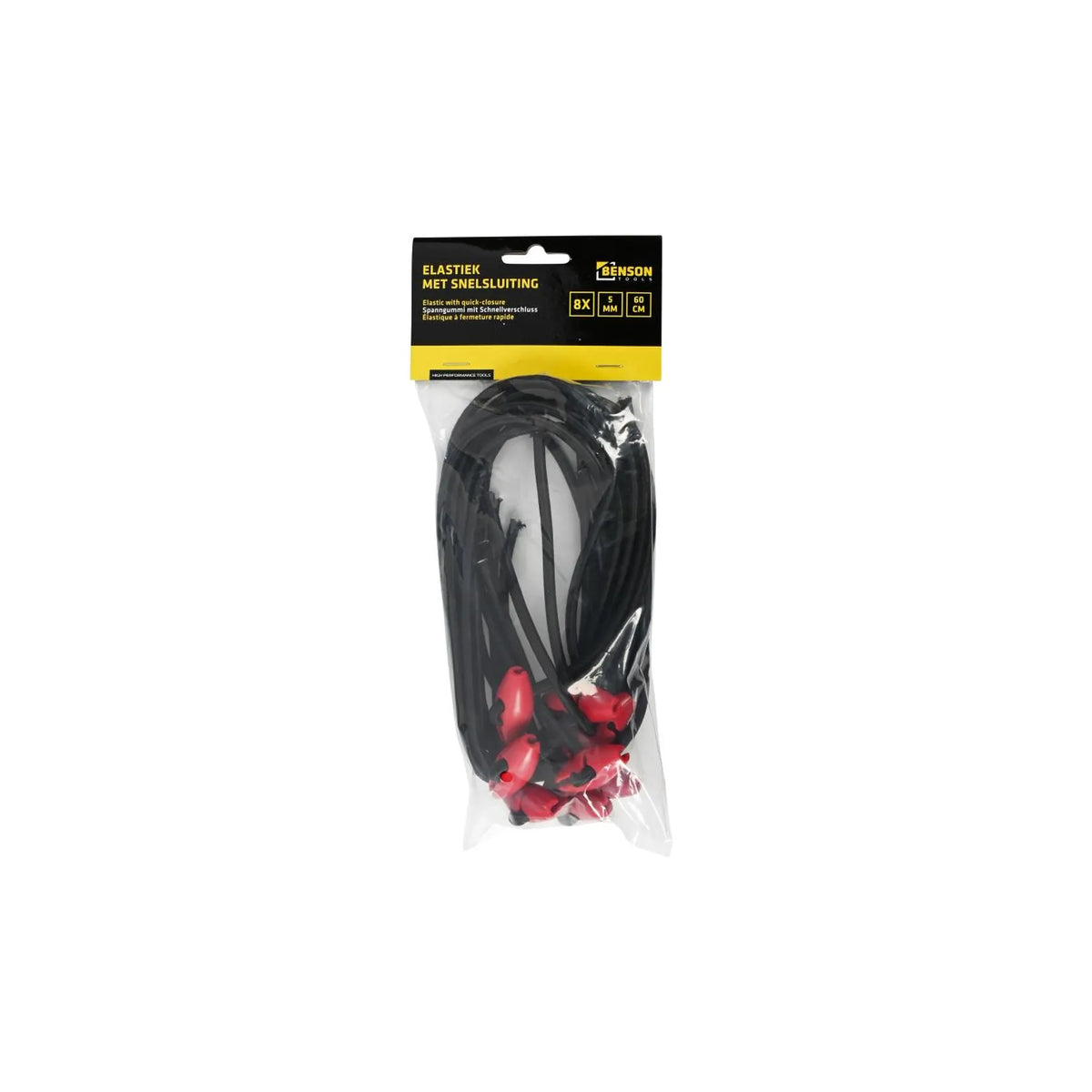 Benson Tools Elastiek met snelsluiting 5 mm x 60 cm 8 dlg