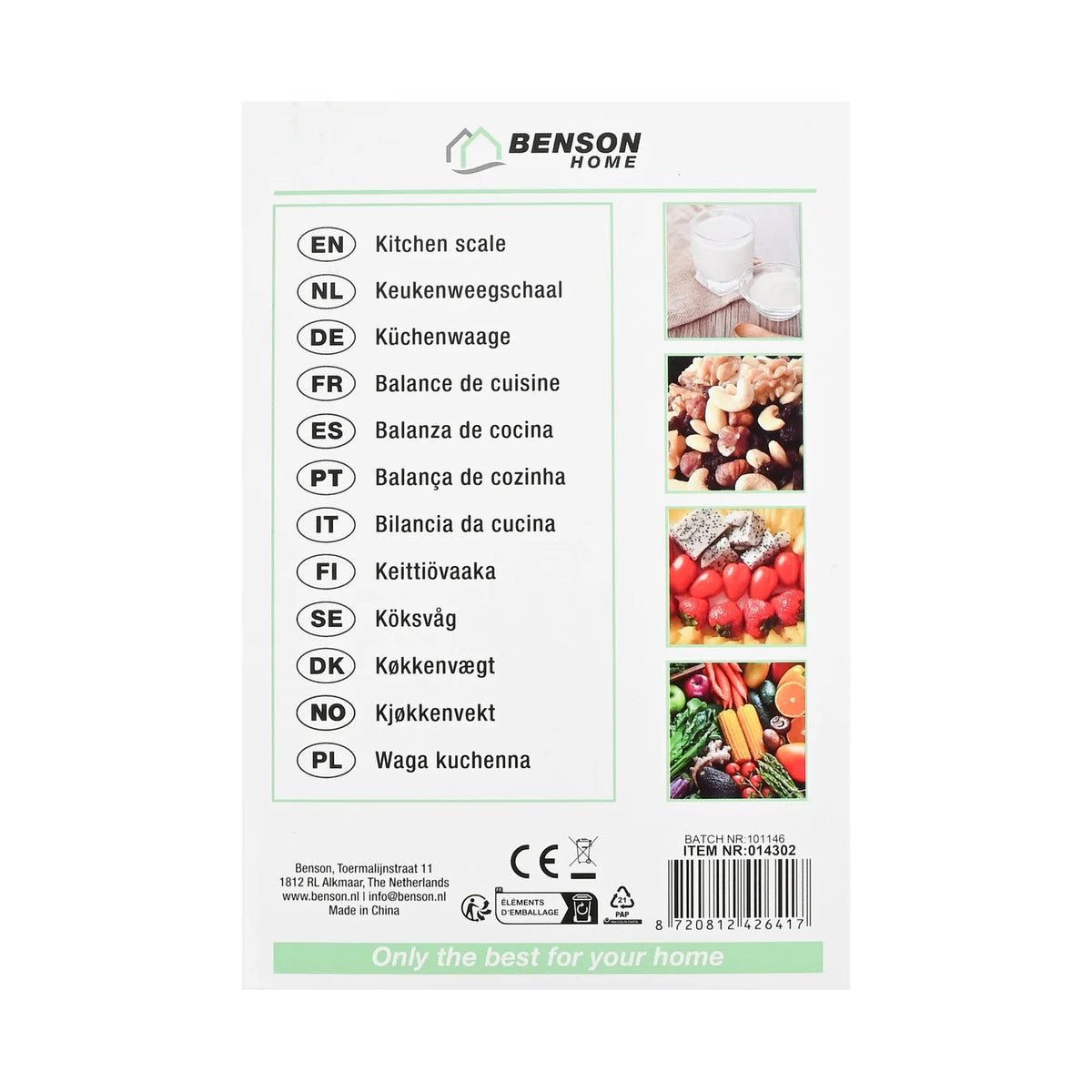 Benson Keukenweegschaal digitaal 5 kg