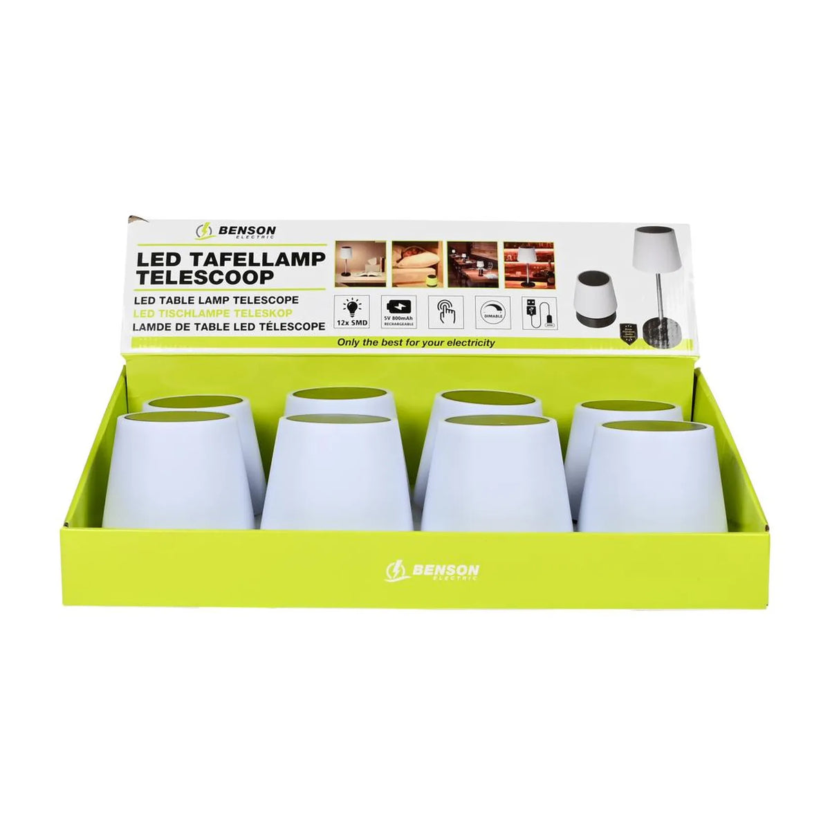 Benson Electric LED tafellamp dimbaar oplaadbaar telescoop display