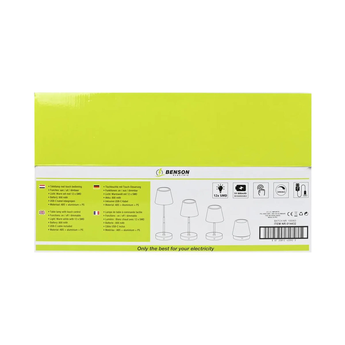 Benson Electric LED tafellamp dimbaar oplaadbaar telescoop display