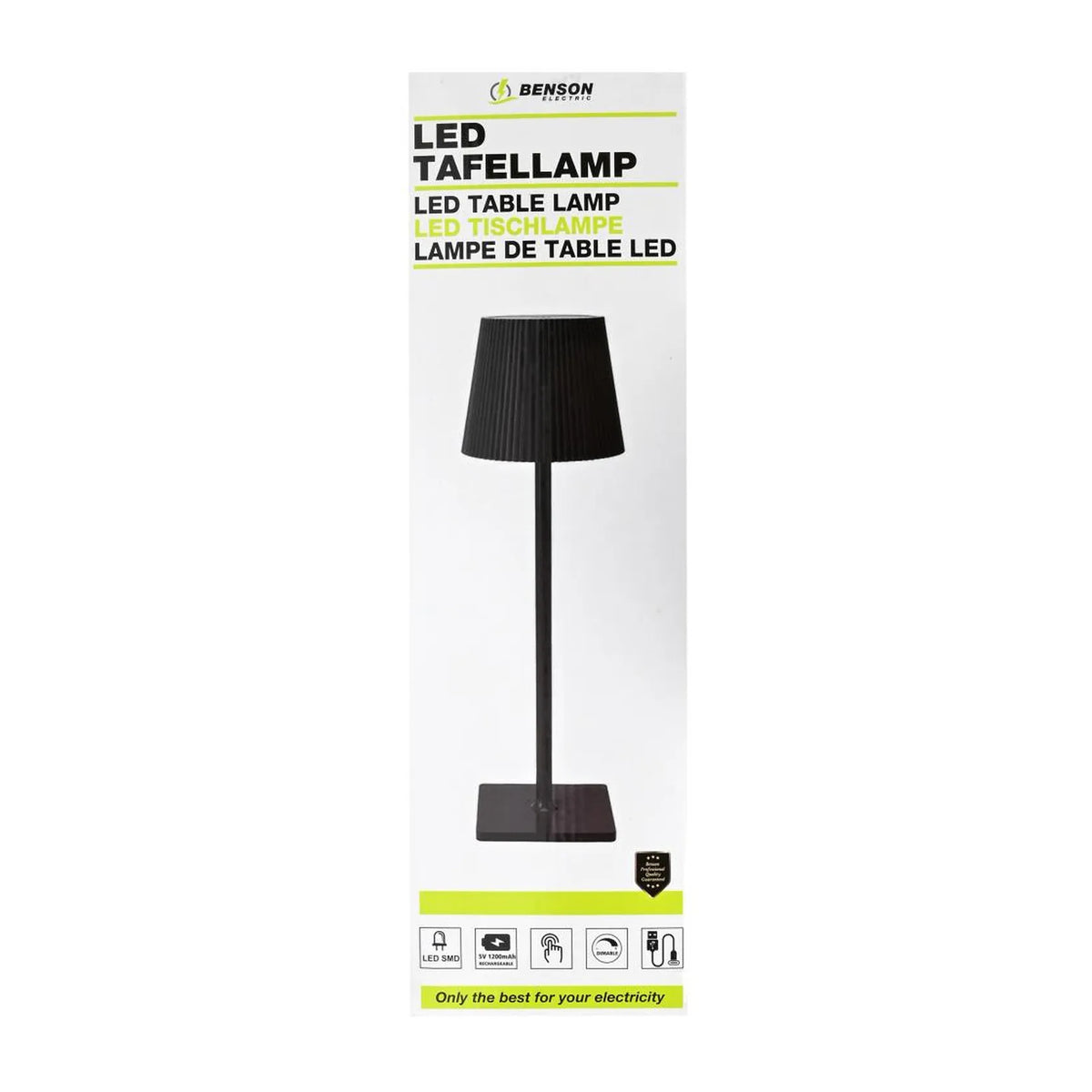 Benson Electric LED Tafellamp oplaadbaar alu de luxe 38 cm