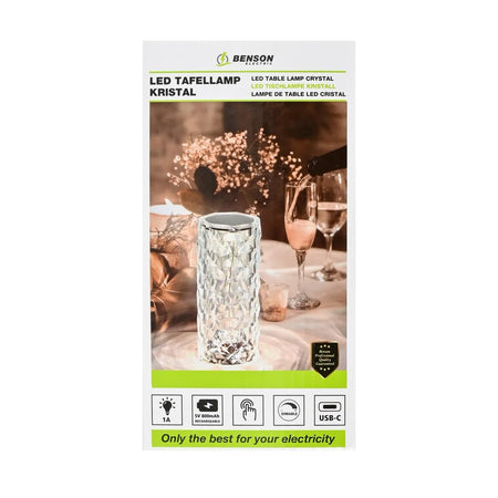 Benson Electric LED Tafellamp oplaadbaar kristal