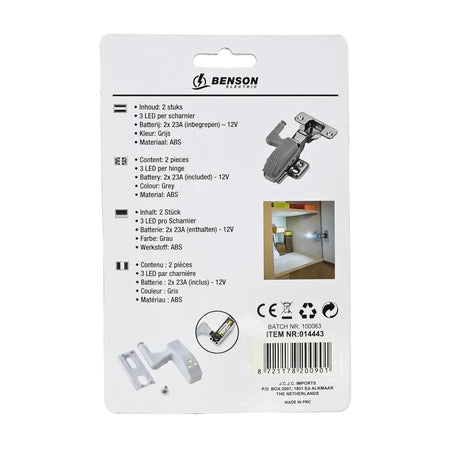 Benson Electric LED kast scharnier verlichting automatisch 2 dlg
