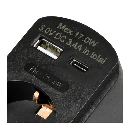 Benson Electric Stopcontact RA met USB-A en USB-C oplader zwart