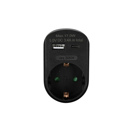 Benson Electric Stopcontact RA met USB-A en USB-C oplader zwart