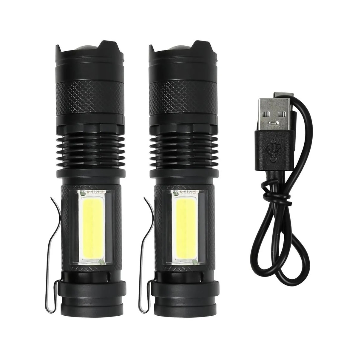 Höfftech Zaklamp COB oplaadbaar 2 dlg