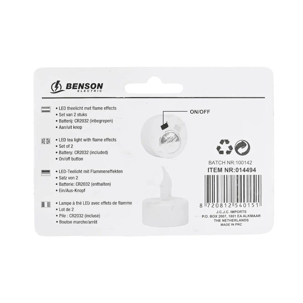 Benson LED theelicht flame effect 2 dlg