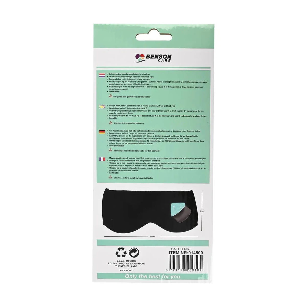 Benson Care Gel oogmasker met warmte- en koud therapie