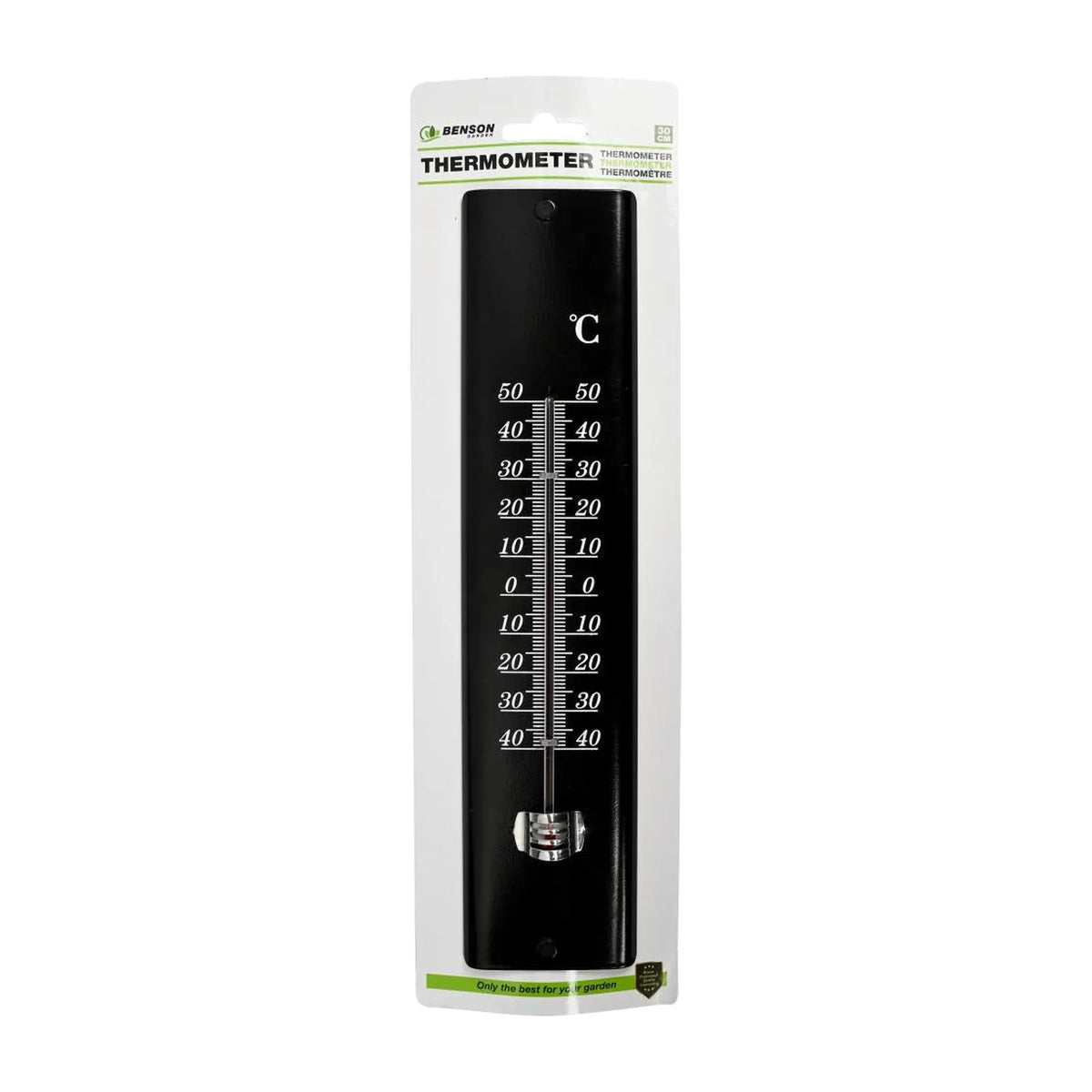 Benson Garden Thermometer metaal zwart 30 cm