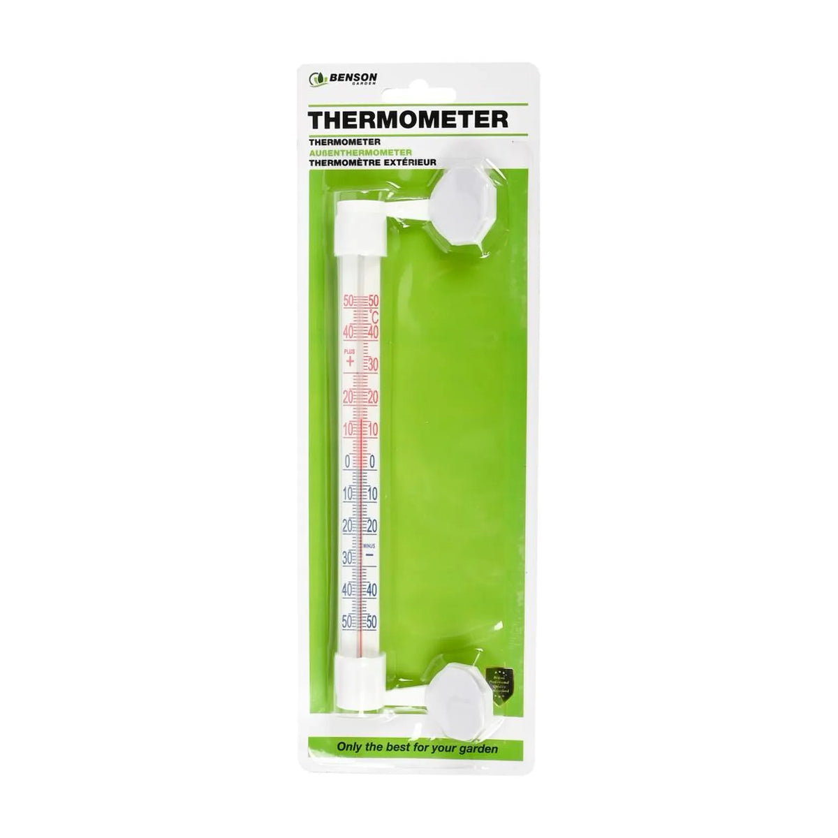 Benson Garden Thermometer met zuignap buiten wit 21 cm