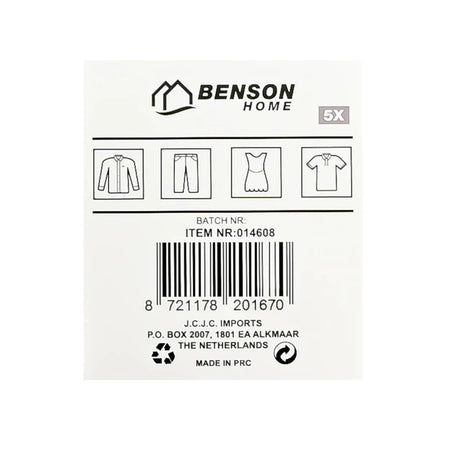 Benson Kledinghangers kunststof 5 dlg zwart