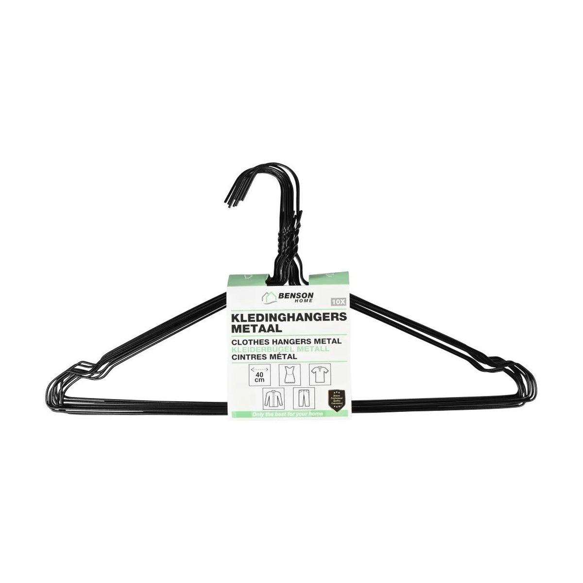 Benson Kledinghangers metaal 10 dlg zwart