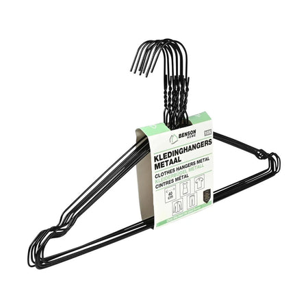 Benson Kledinghangers metaal 10 dlg zwart
