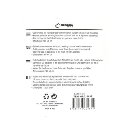 Benson, Benson Home Hor reparatie tape zelfklevend 160x5 cm wit