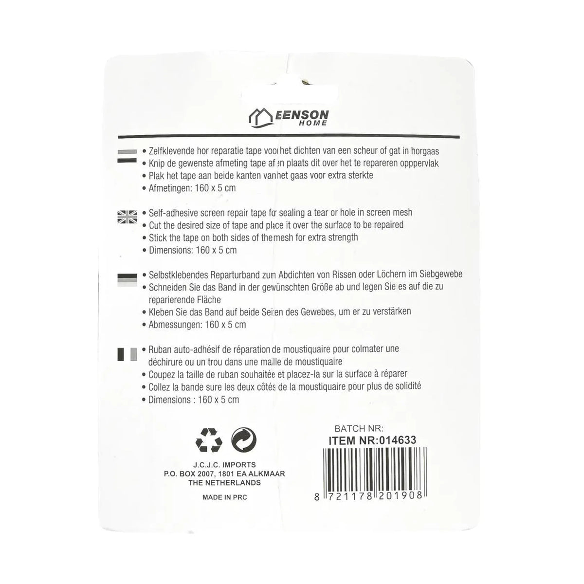 Benson, Benson Home Hor reparatie tape zelfklevend 160x5 cm zwart
