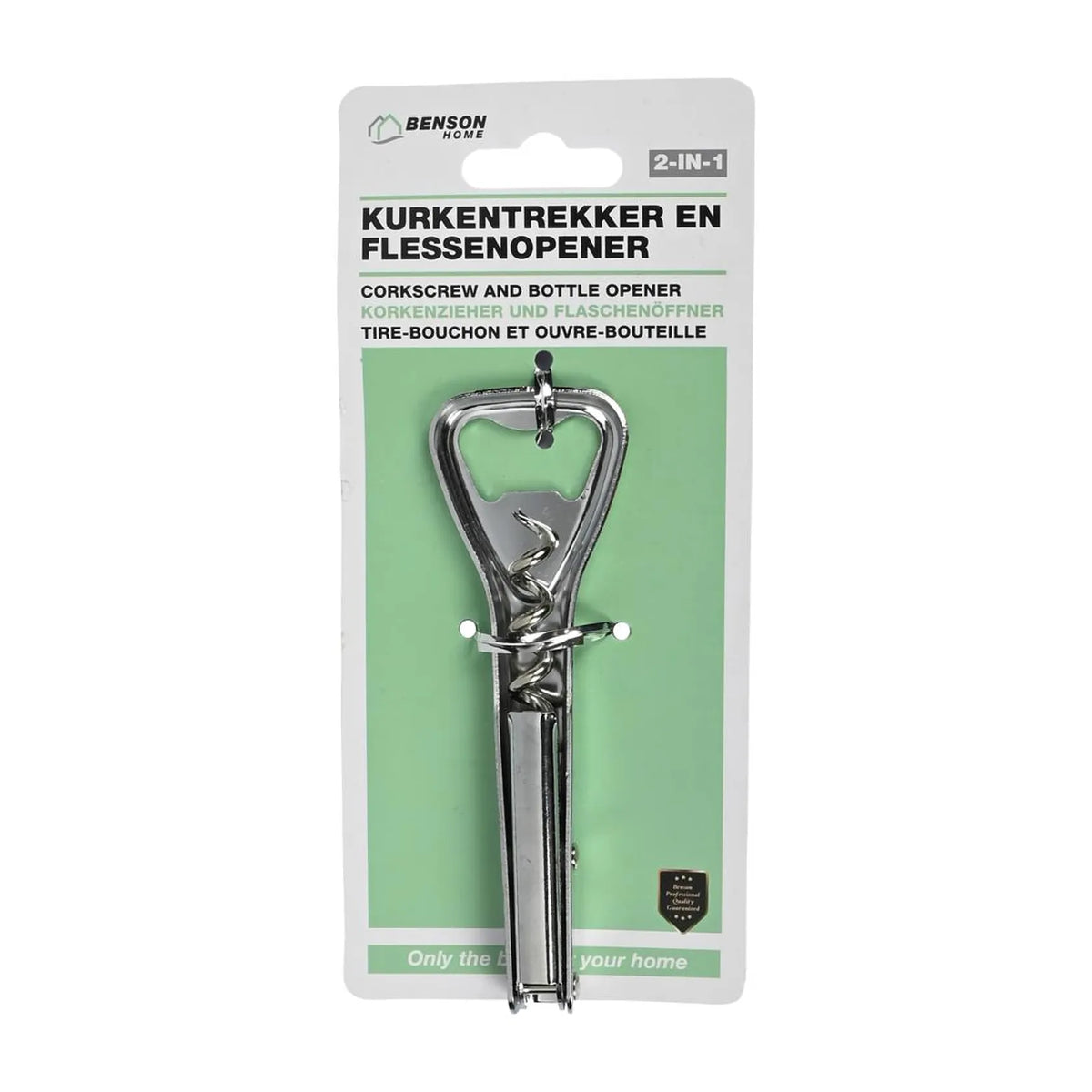 Benson Kurkentrekker en flessenopener 2-in-1