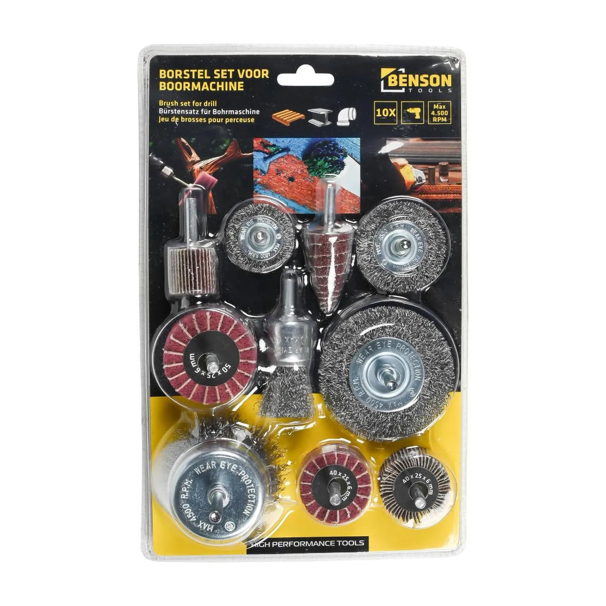 Benson Tools Borstel set voor boormachine 10 dlg