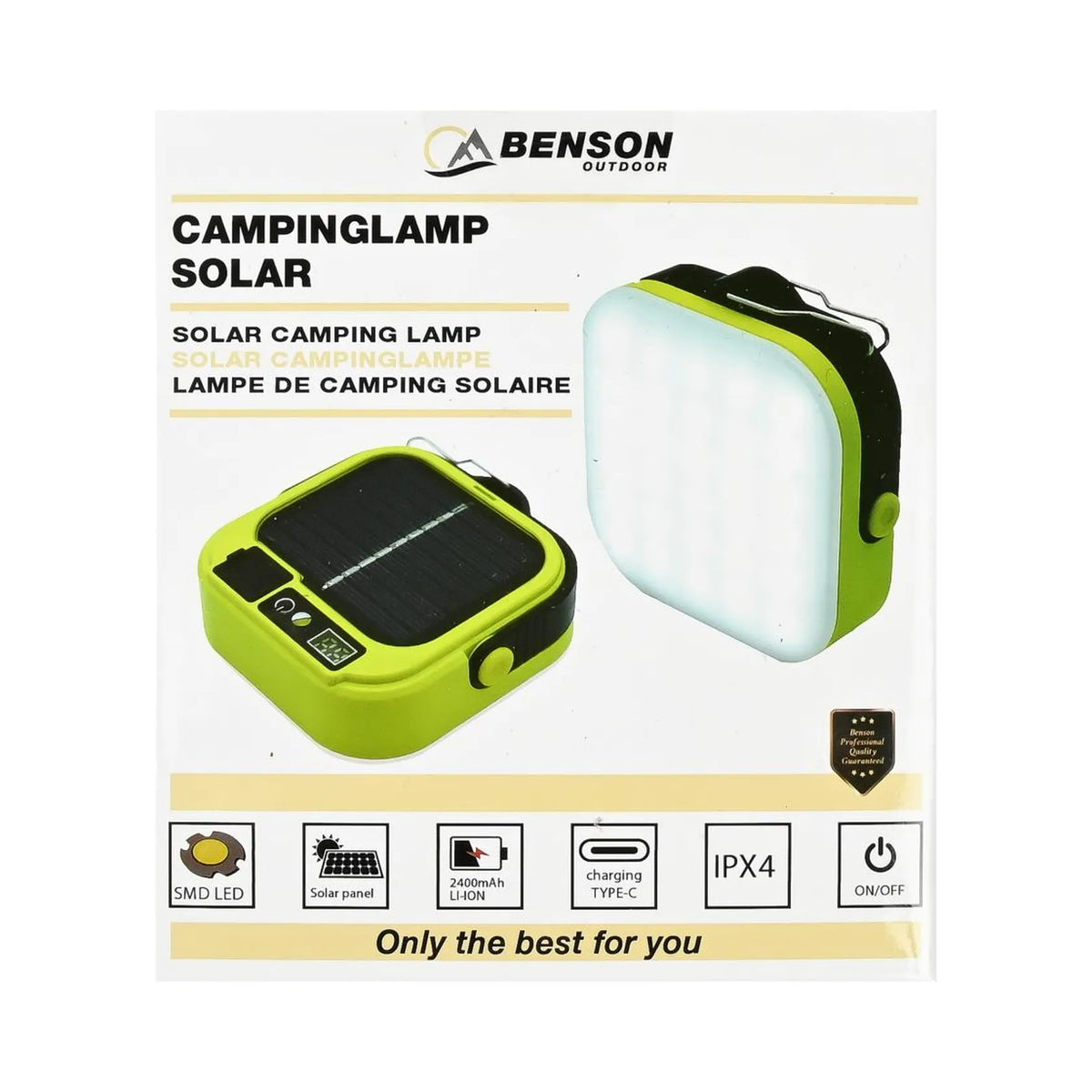 Benson Outdoor Campinglamp solar met powerbank