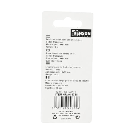 Benson Tools Reservemessen voor veiligheidsmes 10 dlg