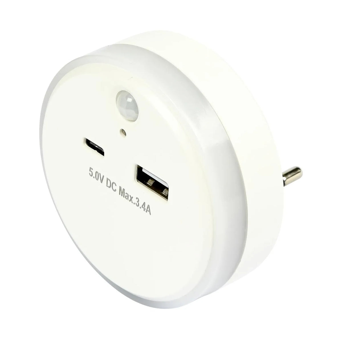 Benson Electric Nachtlamp USB-A en USB-C met dag/nacht + PIR sensor