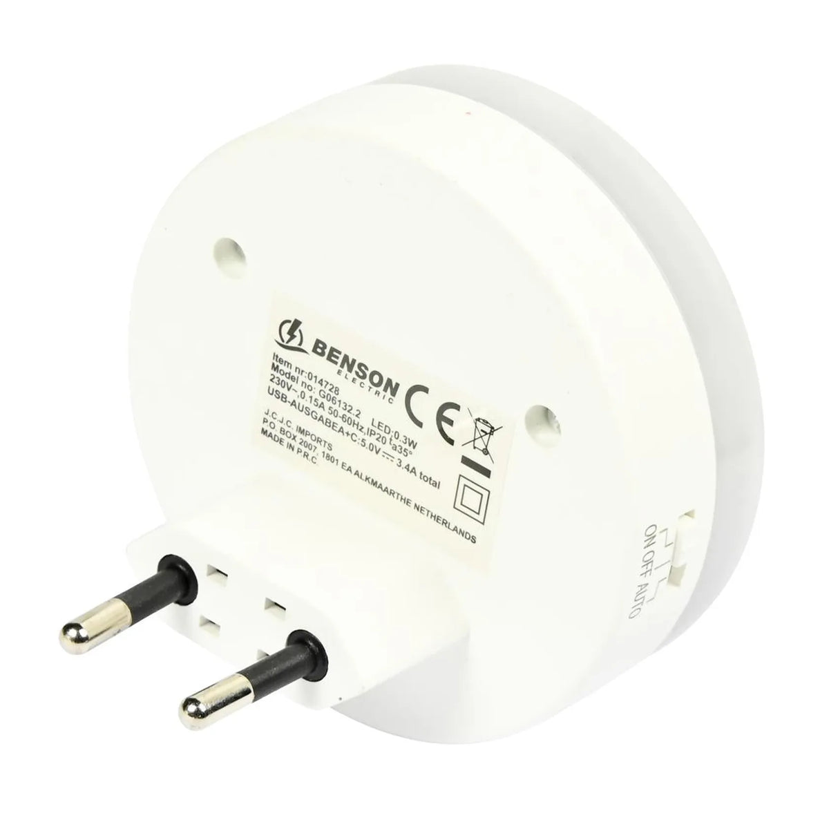 Benson Electric Nachtlamp USB-A en USB-C met sensor